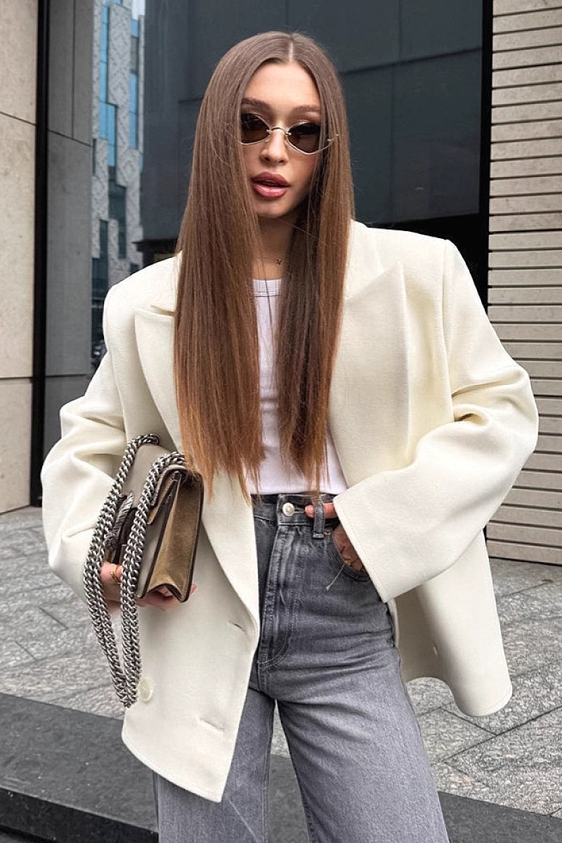 Yura Ivory Oversized Wool Coat