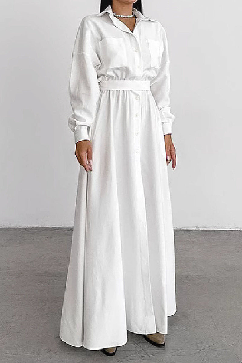Jia Belted Shirt Maxi Dress