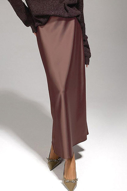 Yeji Mocha Satin Fishtail Skirt