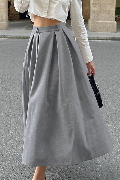 Eun Gray Pleated Midi Skirt