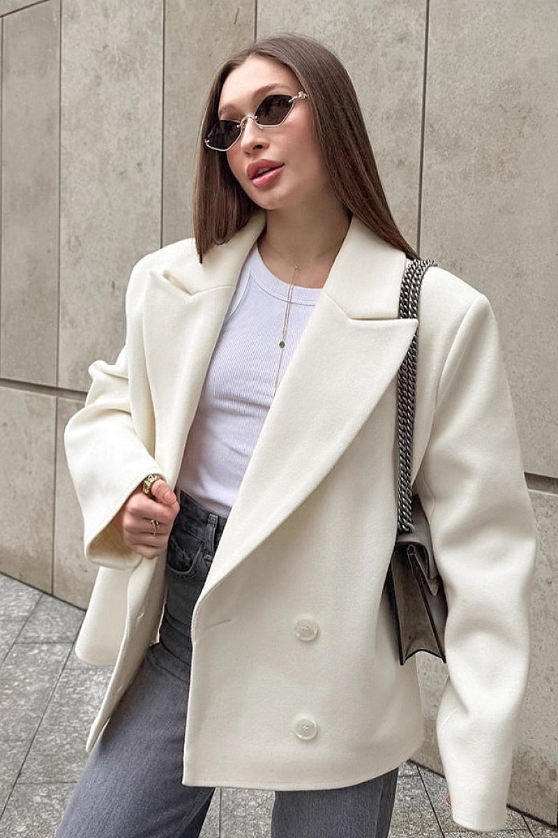 Yura Ivory Oversized Wool Coat