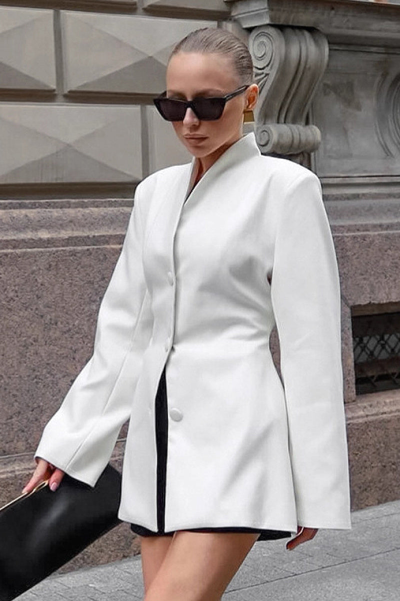 Jeong White Stand-Collar Jacket