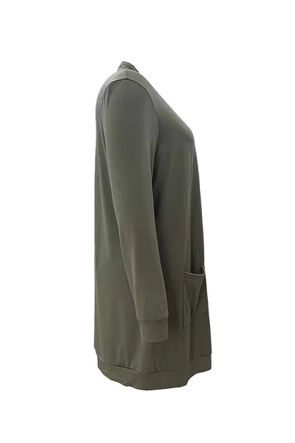 Hayoon Olive Long Open Cardigan