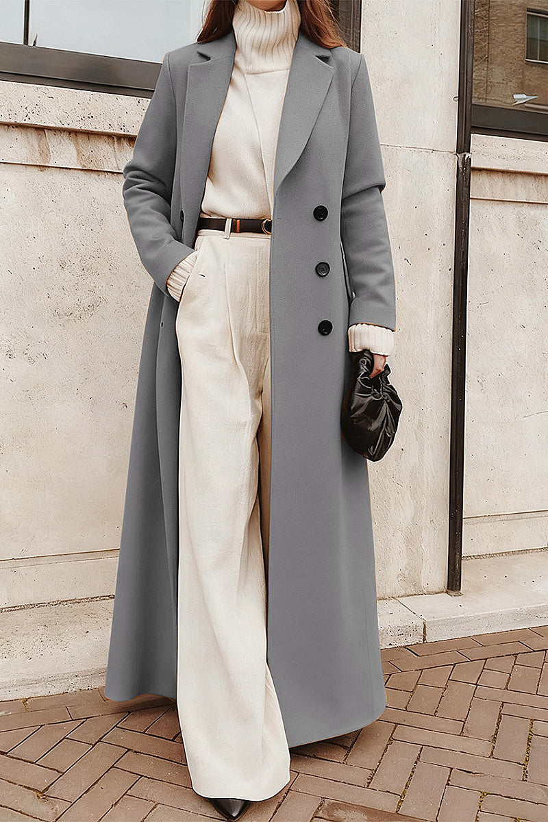Mira Black Long Wool Coat