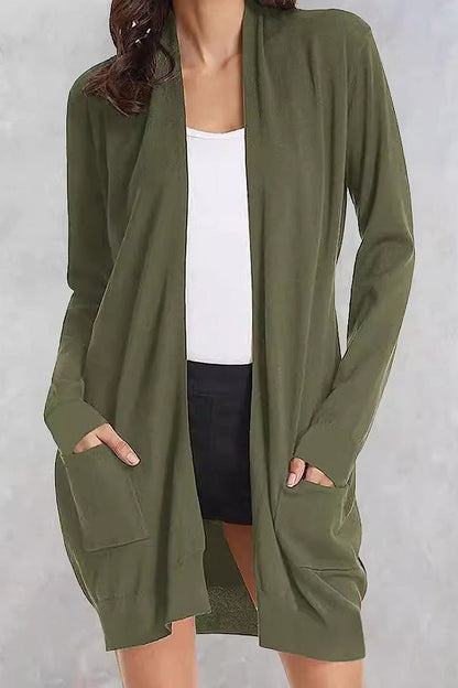 Hayoon Olive Long Open Cardigan