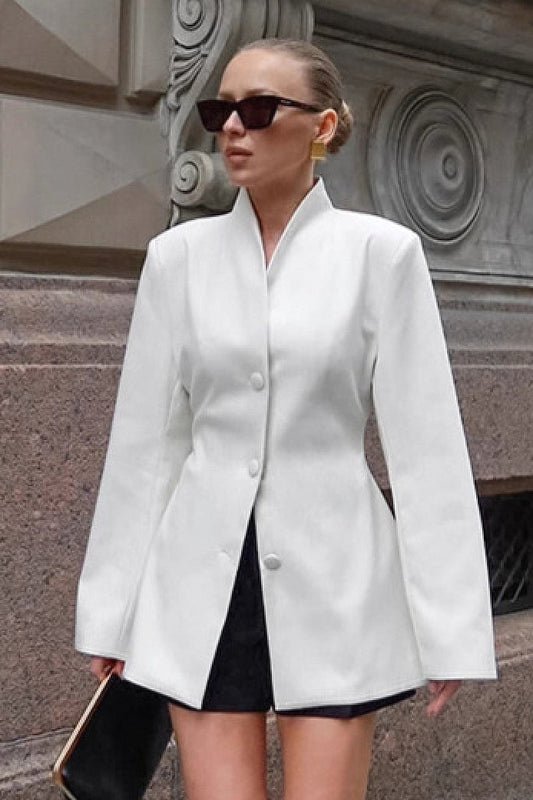 Jeong White Stand-Collar Jacket
