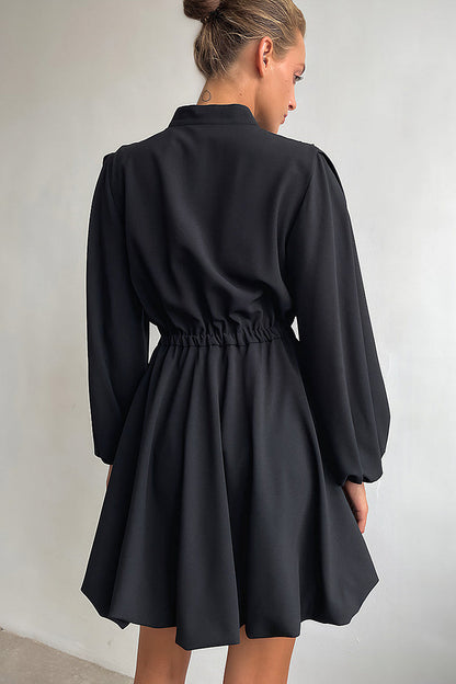 Jian Black Tie-Neck Mini Dress