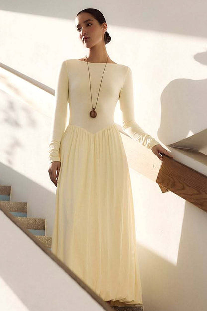 Mina Cream Knit Maxi Dress