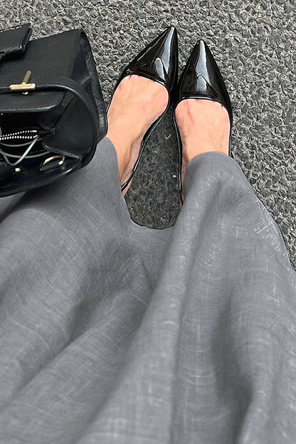 Eun Gray Pleated Midi Skirt