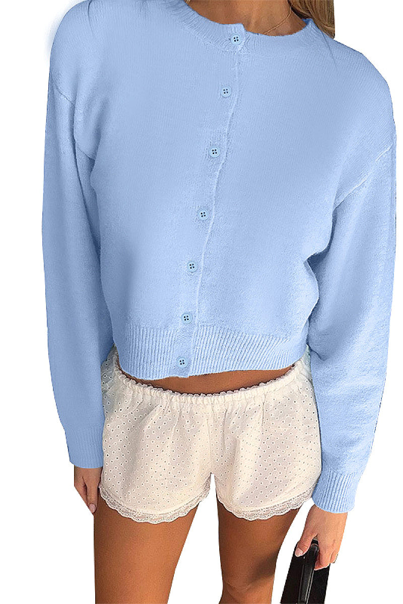 Nuri Sky-Blue Cropped Cardigan