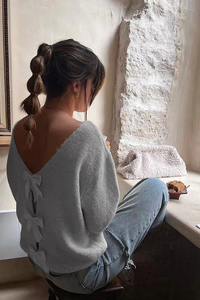 Eunha Gray Bow-Back Sweater