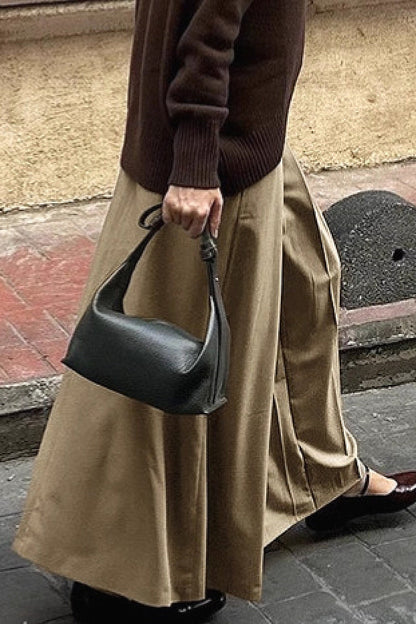 Haru Beige Pleated Midi Skirt