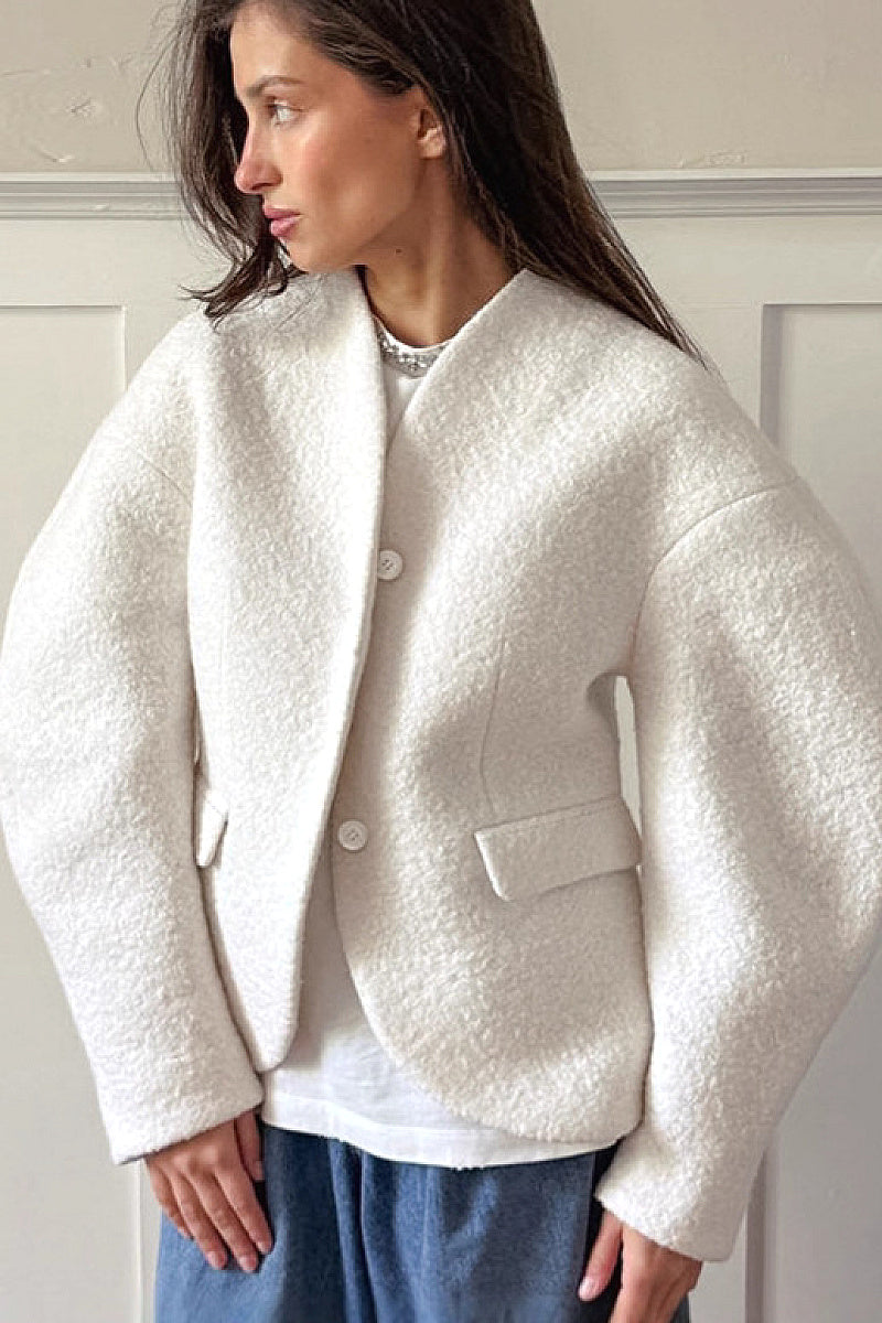 Sohui Cream Textured Woolen Coat