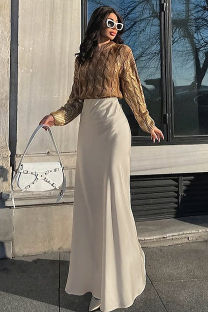 Sian Champagne Satin Maxi Skirt