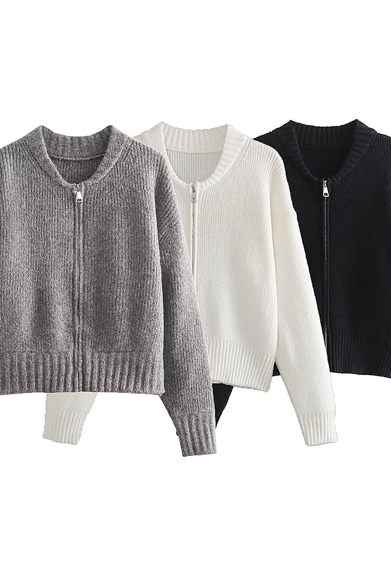 Euna Gray Knit Open Jacket