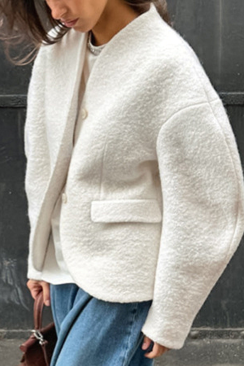 Sohui Cream Textured Woolen Coat