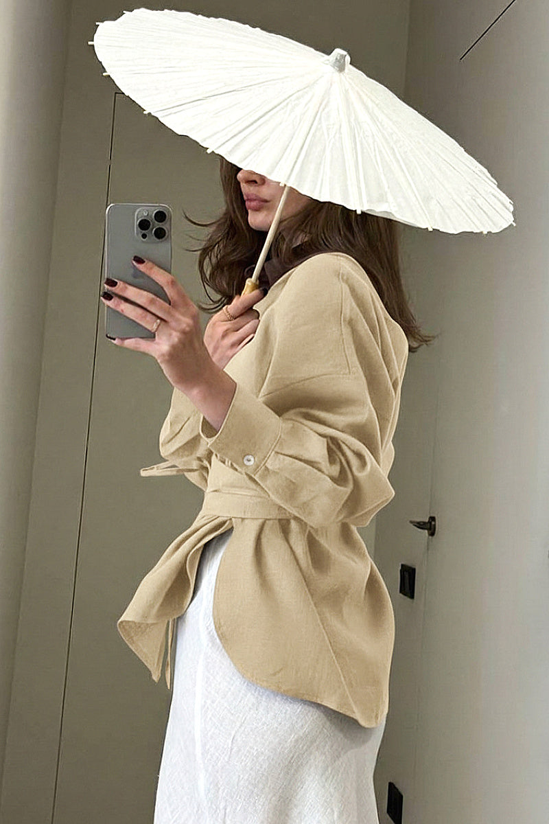 Rumi Brown Oversized Shirt Cardigan