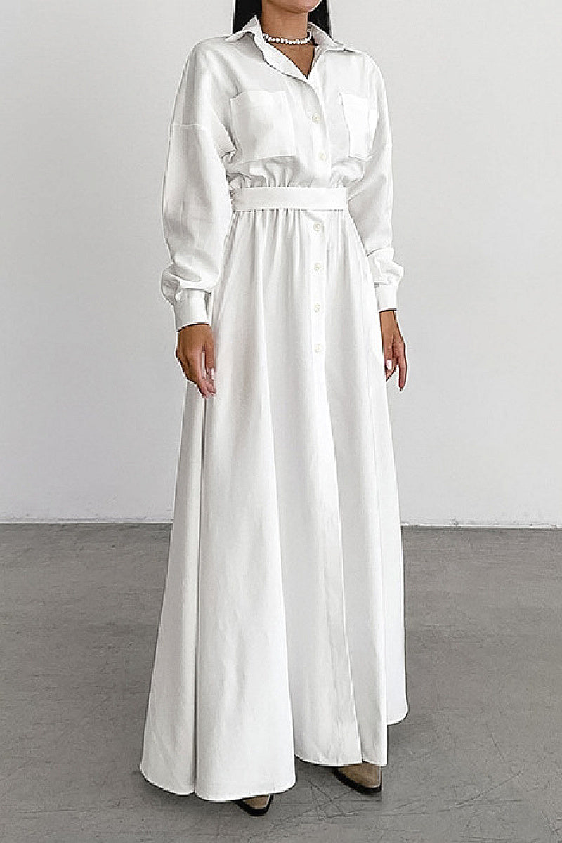 Jia Belted Shirt Maxi Dress
