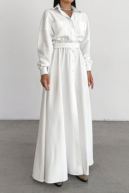 Jia Belted Shirt Maxi Dress