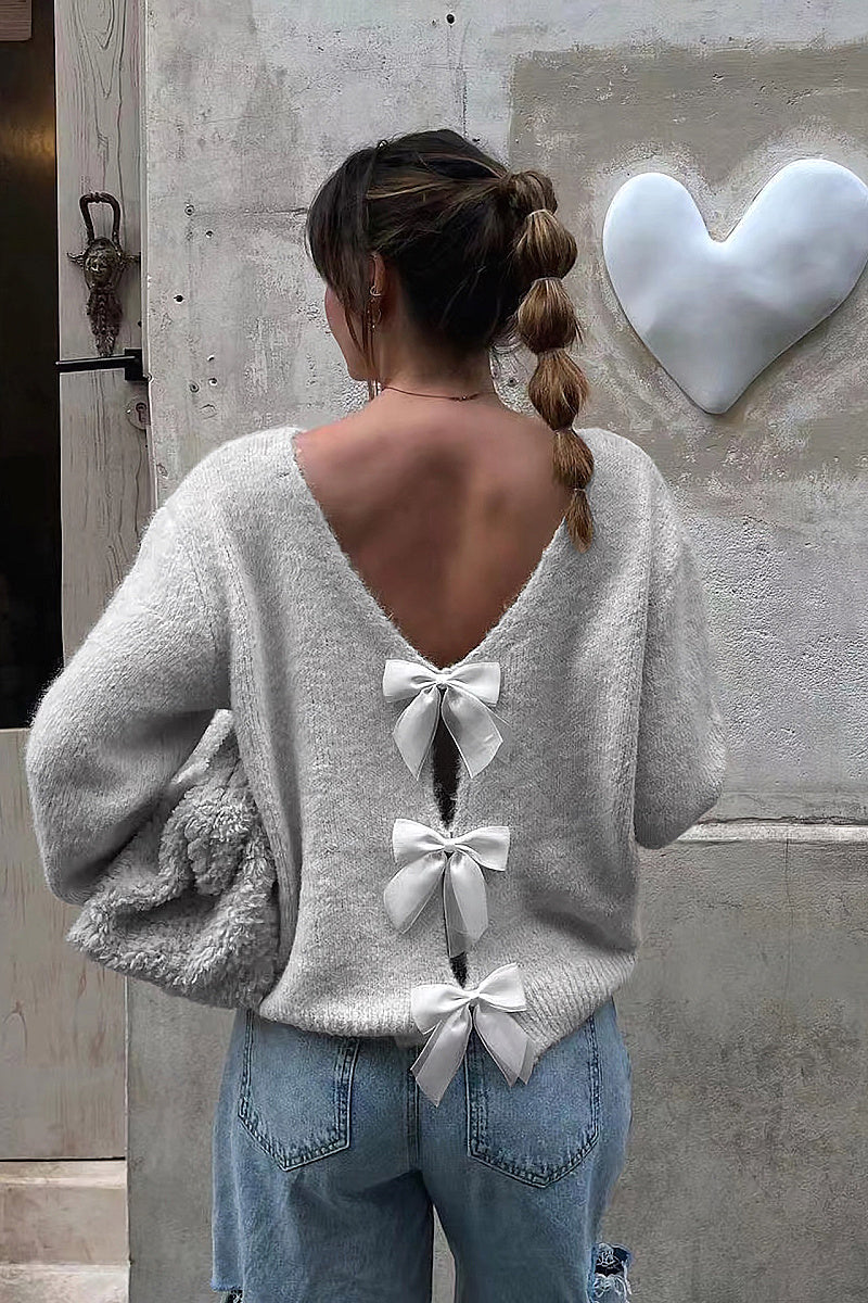 Eunha Gray Bow-Back Sweater