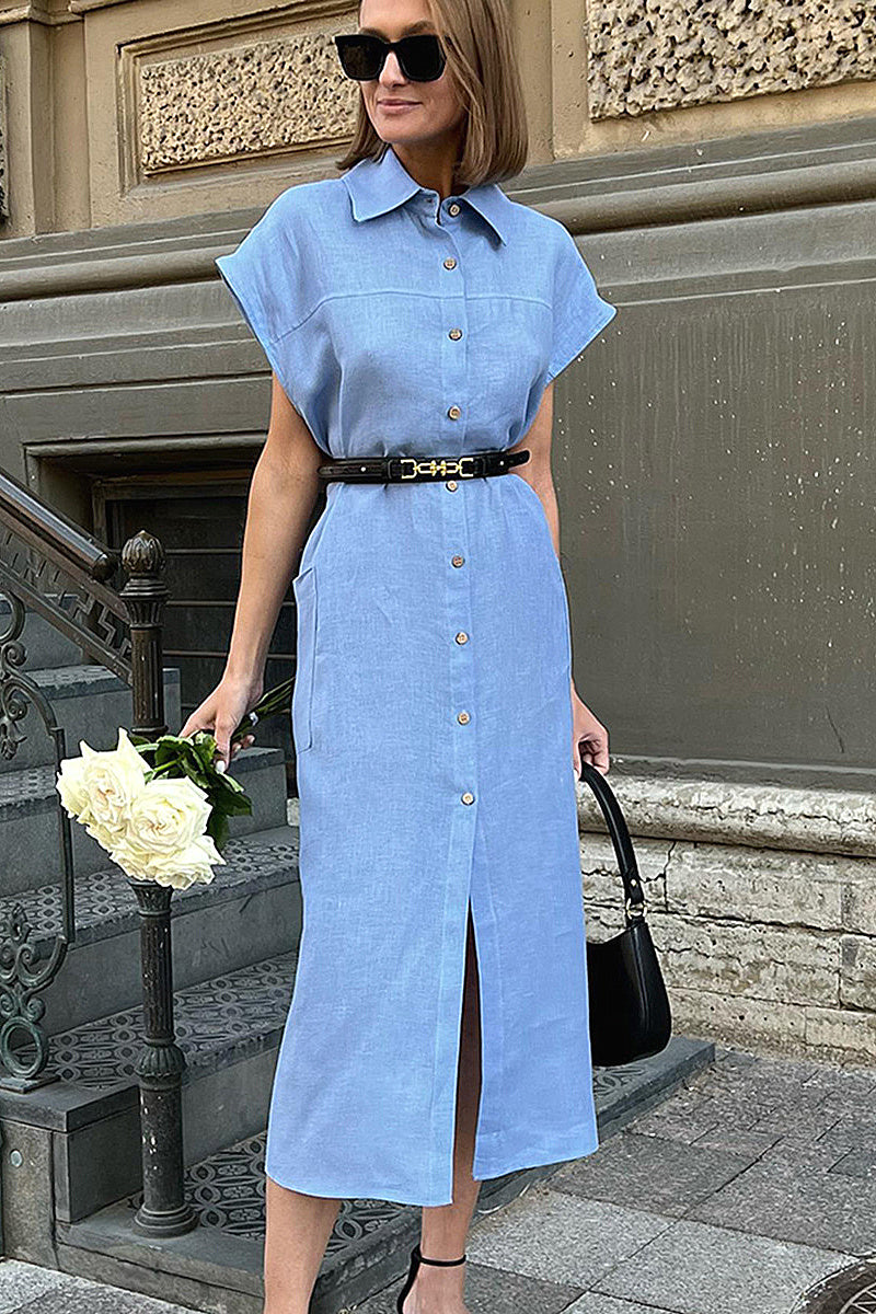 Daeun Belted Shirt Midi Dress