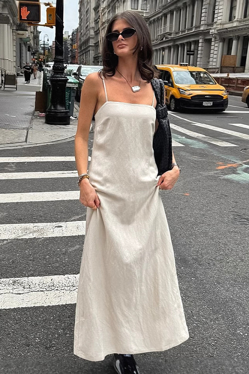 Dain Oat Linen Slip Dress