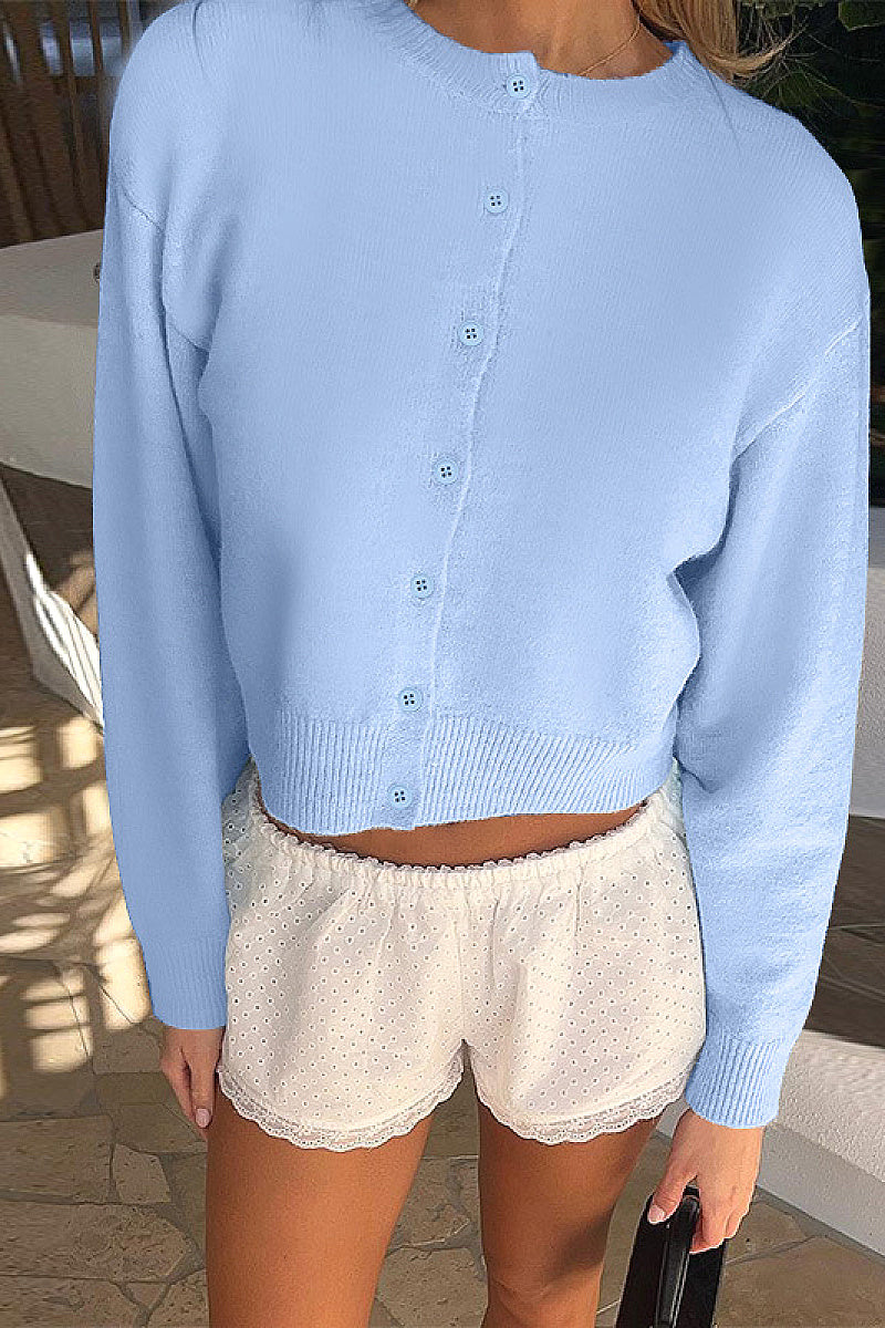 Nuri Sky-Blue Cropped Cardigan