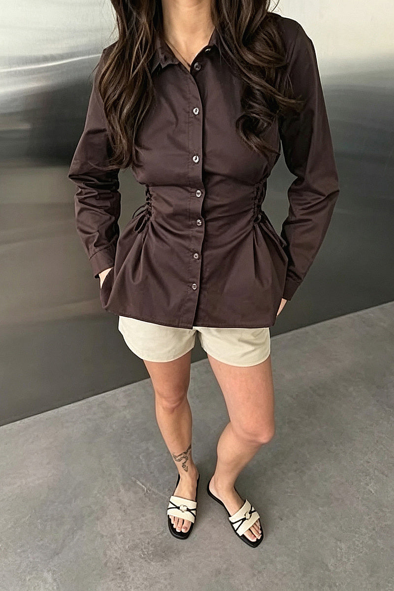 Bitna Black Waist-Defined Shirt
