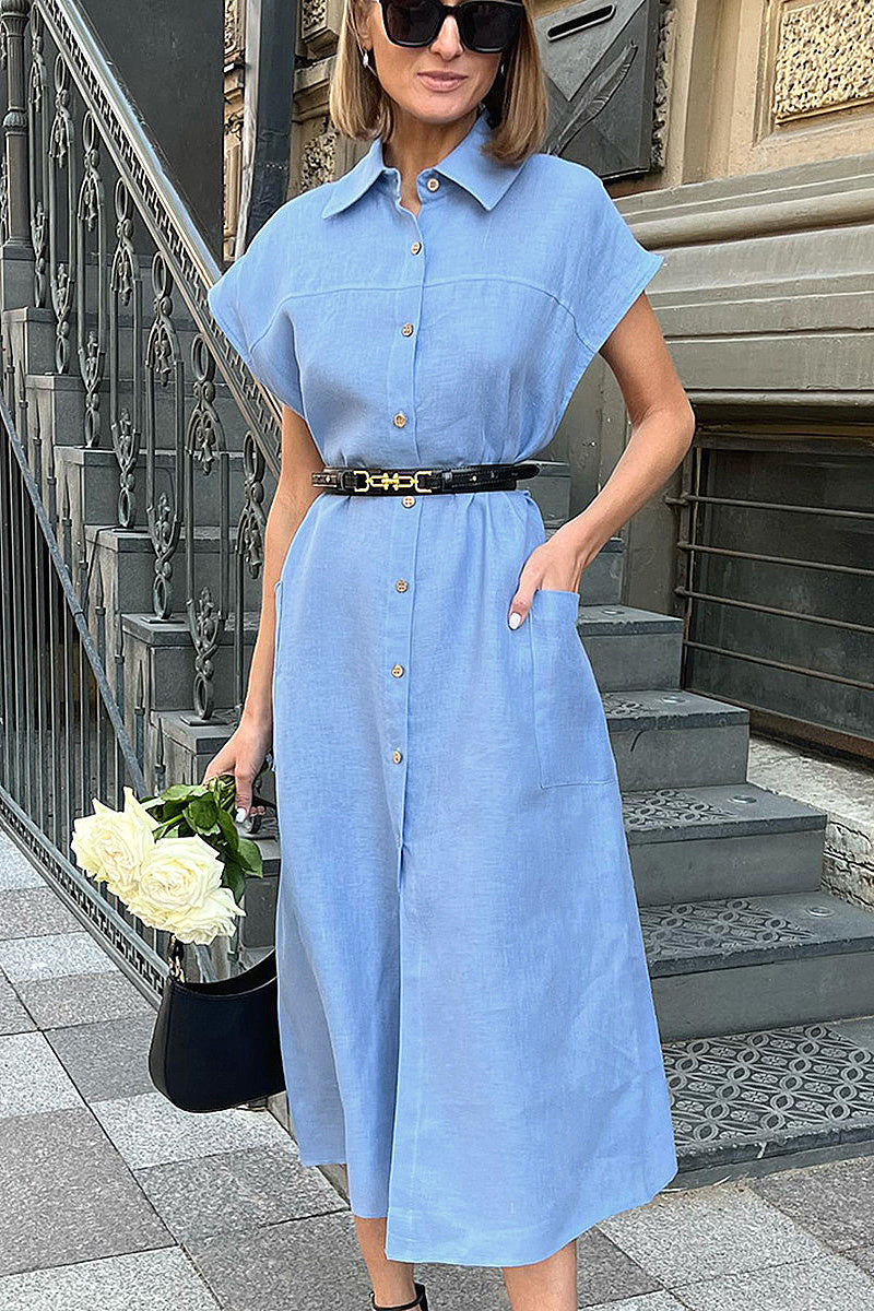 Daeun Belted Shirt Midi Dress