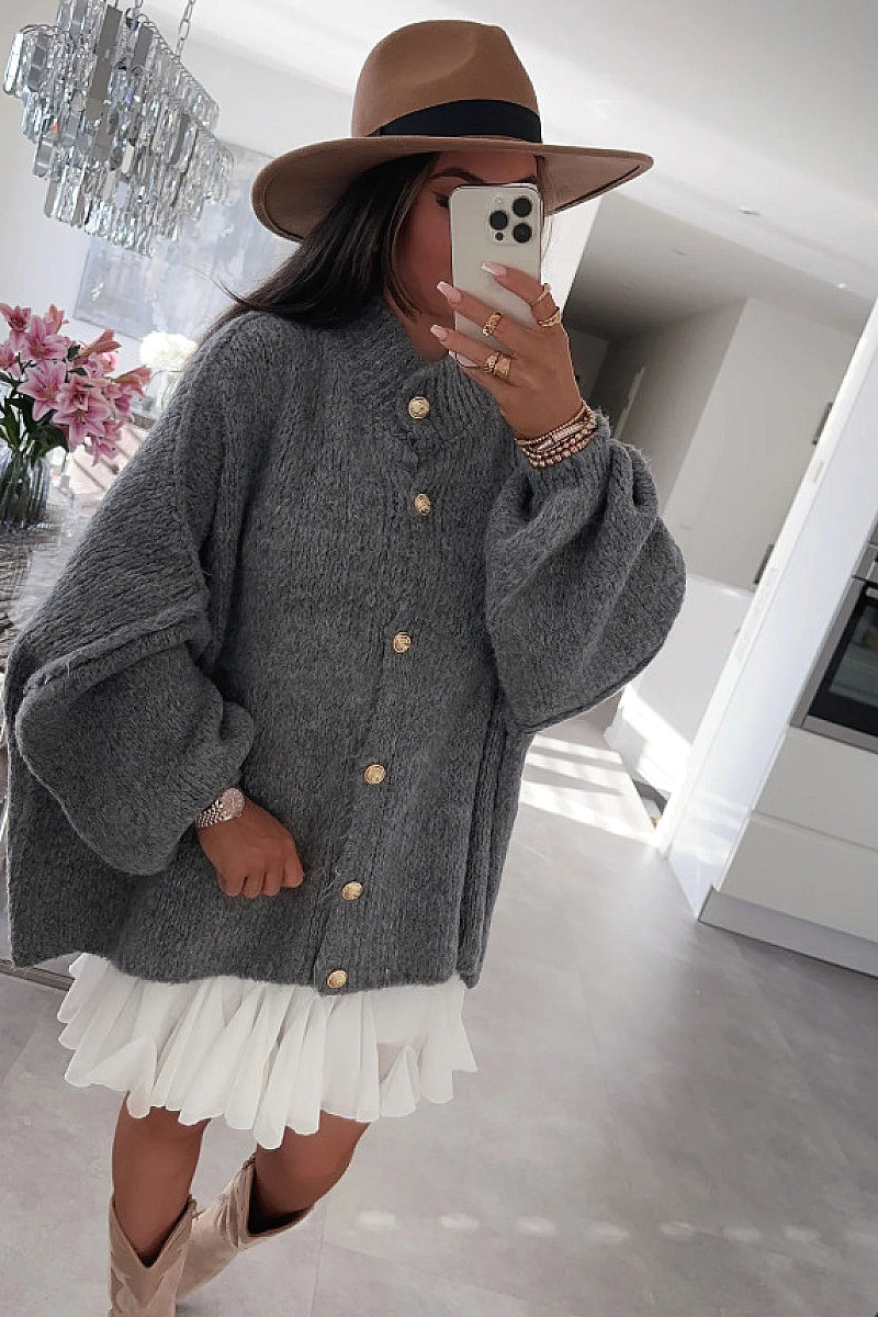 Ara Brown Oversized Knit Cardigan