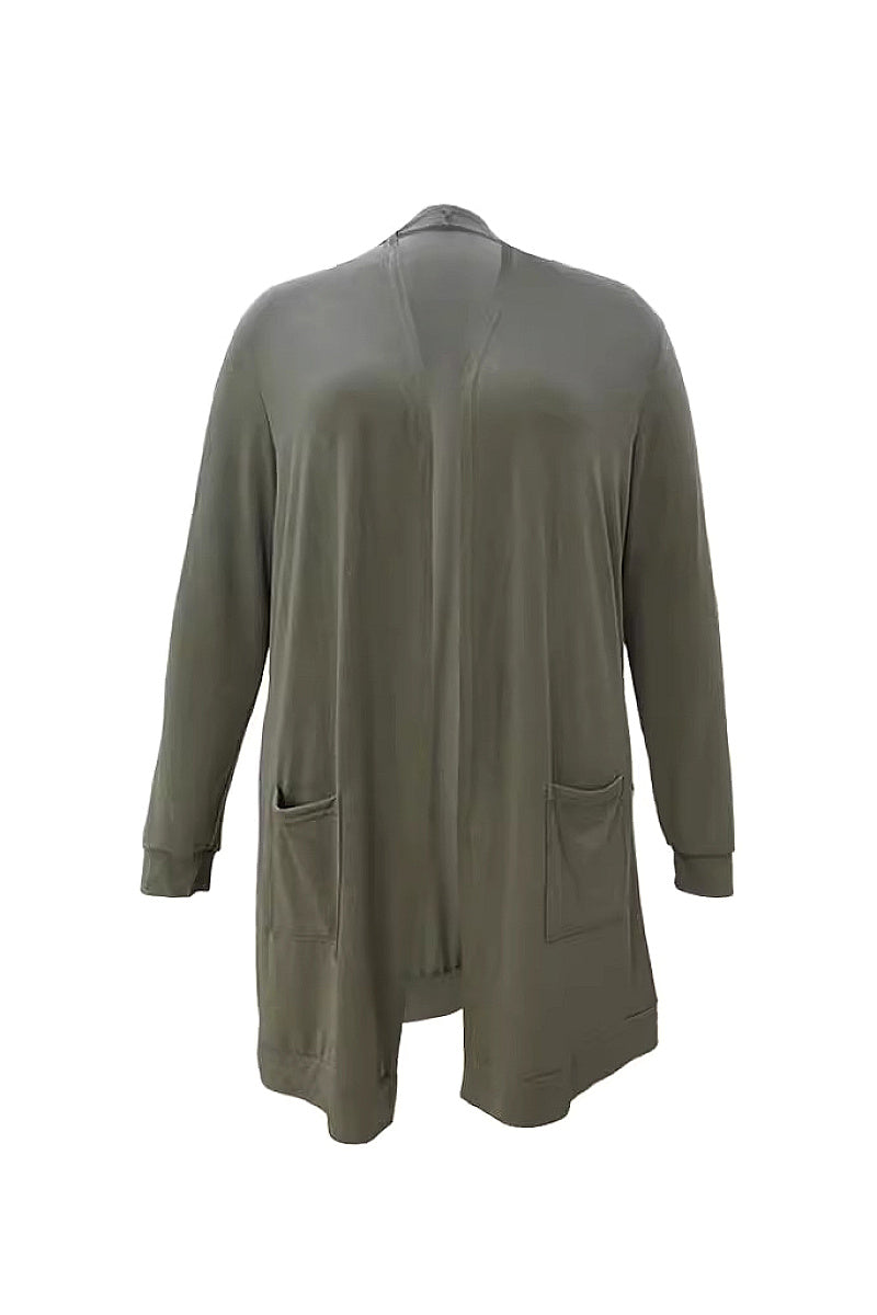 Hayoon Olive Long Open Cardigan