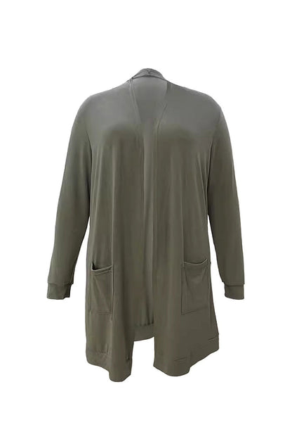 Hayoon Olive Long Open Cardigan
