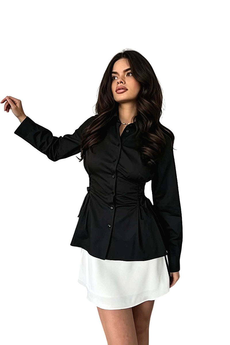 Bitna Black Waist-Defined Shirt