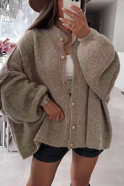 Ara Brown Oversized Knit Cardigan