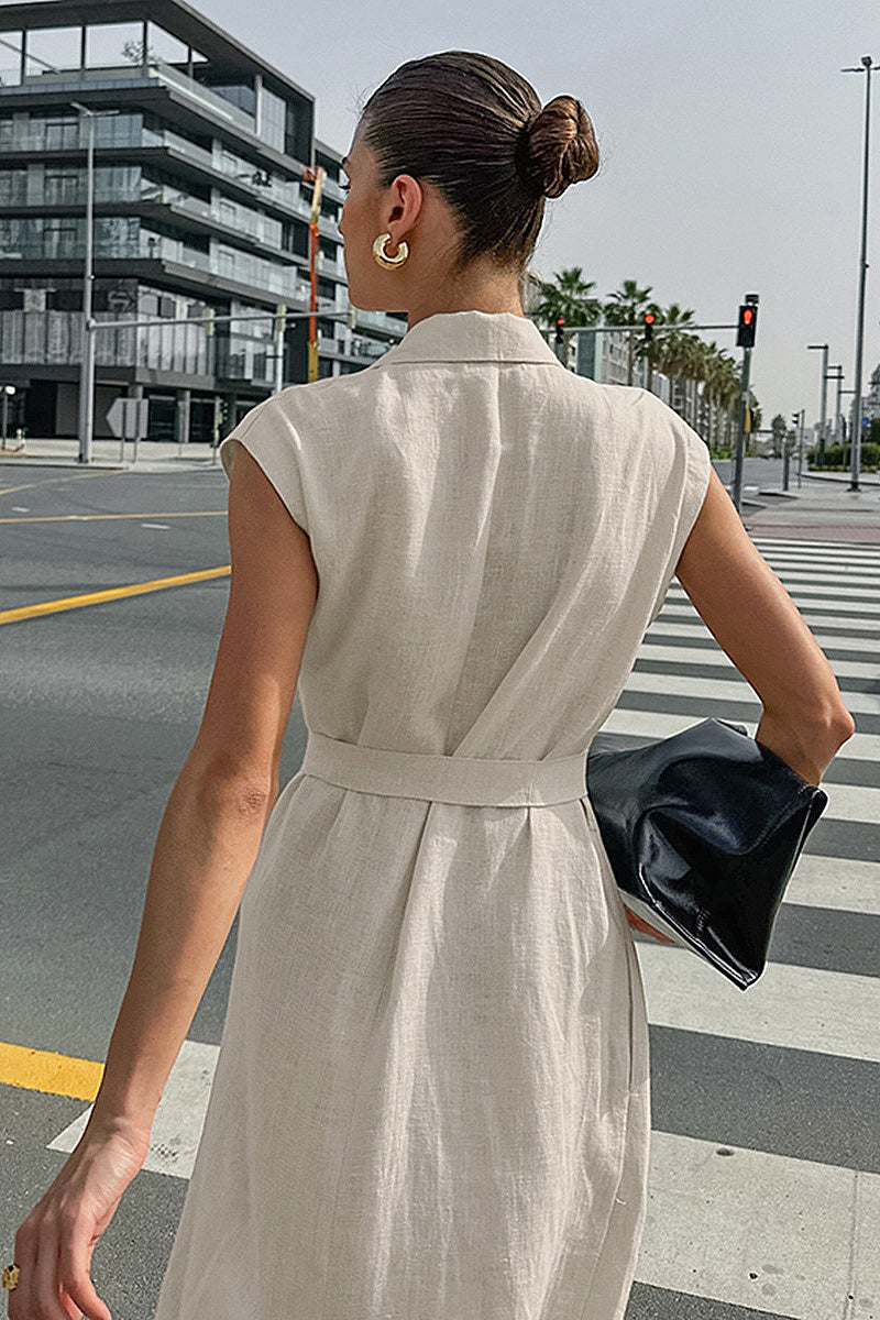 Sehee Ivory Sleeveless Wrap Maxi Dress