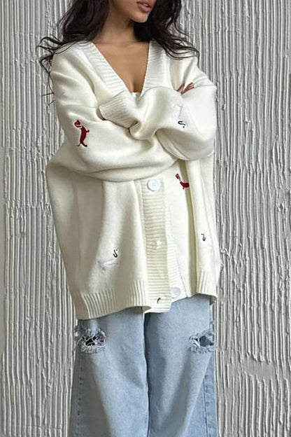 Iseul Embroidered Puppy Cardigan