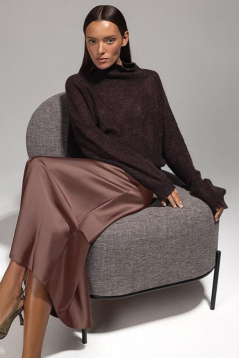 Yeji Mocha Satin Fishtail Skirt