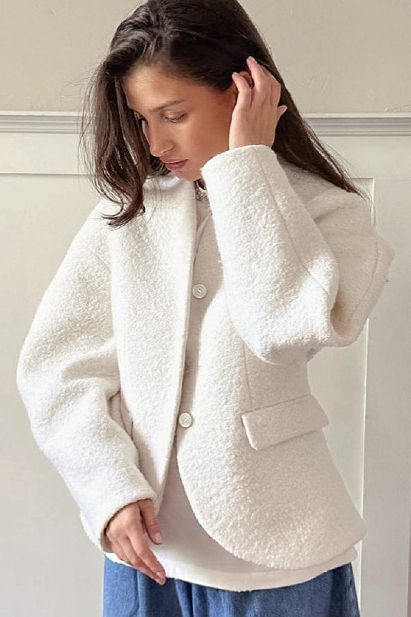 Sohui Cream Textured Woolen Coat