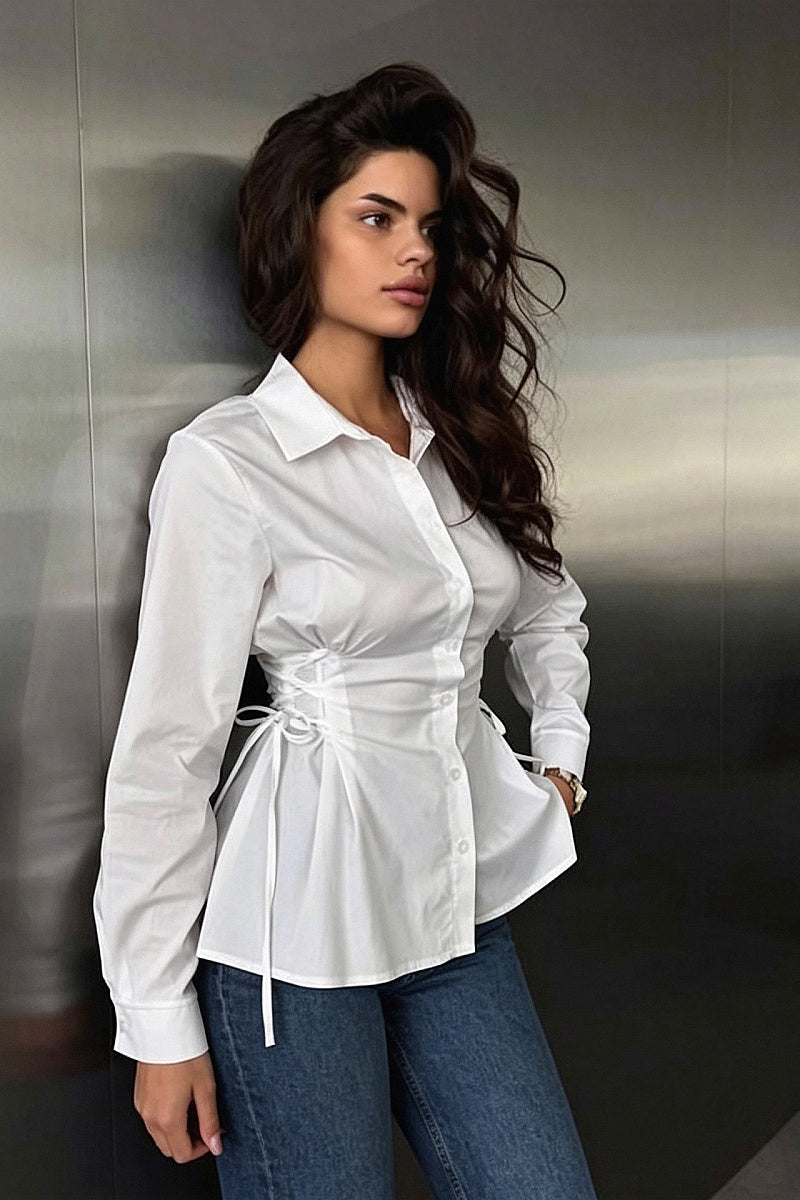 Bitna Black Waist-Defined Shirt