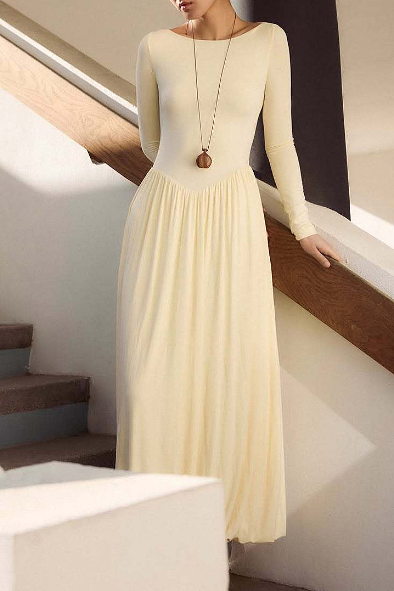 Mina Cream Knit Maxi Dress