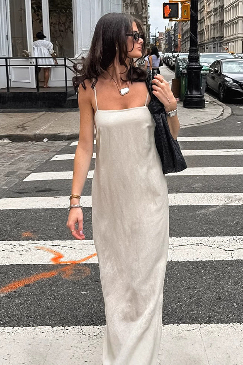 Dain Oat Linen Slip Dress