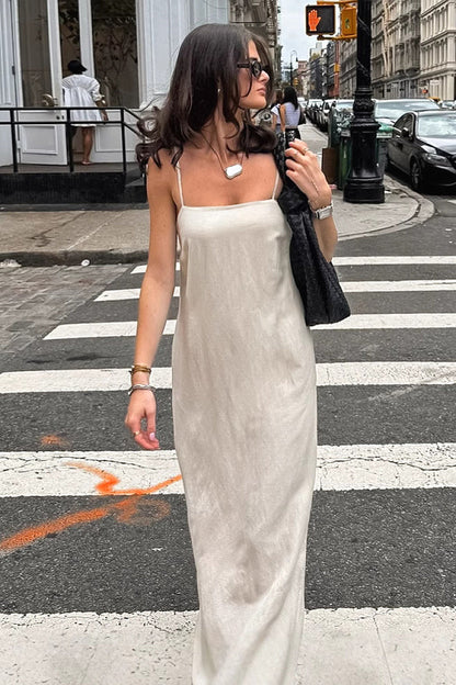 Dain Oat Linen Slip Dress