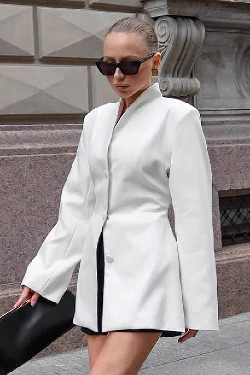 Jeong White Stand-Collar Jacket