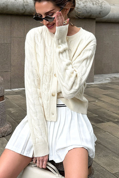 Seol Cream Cable-Knit Cardigan