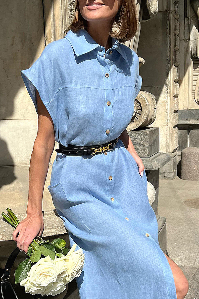 Daeun Belted Shirt Midi Dress