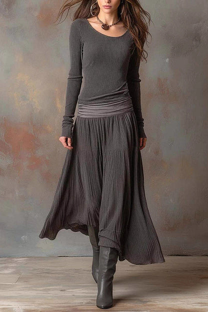 Yuna Ribbed Knit A-Line Dress