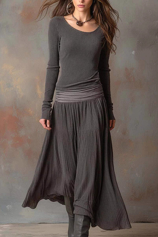 Yuna Ribbed Knit A-Line Dress