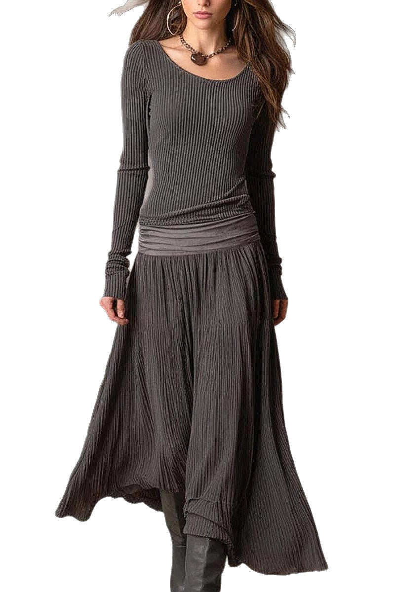 Yuna Ribbed Knit A-Line Dress