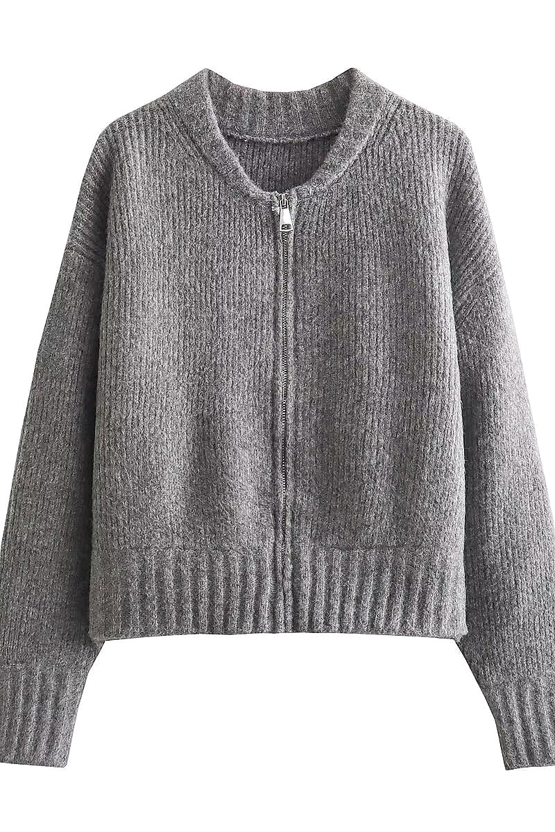 Euna Gray Knit Open Jacket