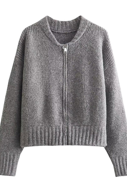 Euna Gray Knit Open Jacket
